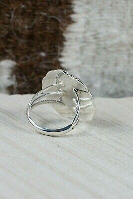 Navajo Turquoise and Sterling Silver Ring - Samuel Yellowhair - Size 8.5