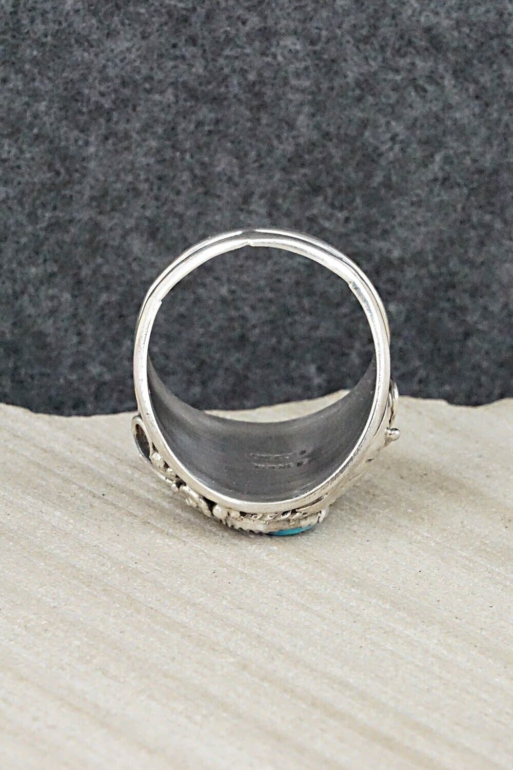 Turquoise & Sterling Silver Ring - Leonard Spencer - Size 12