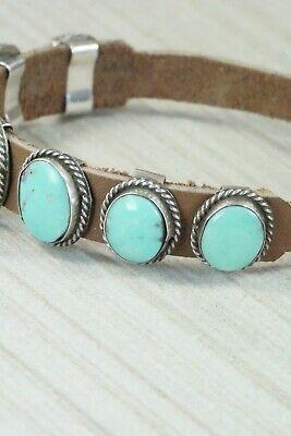 7 Stone Turquoise, Sterling Silver and Leather Bracelet - Danny Martinez - High Lonesome Trading