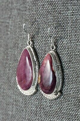 Navajo Spiny Oyster and Sterling Silver Earrings - Sharon McCarthy - High Lonesome Trading