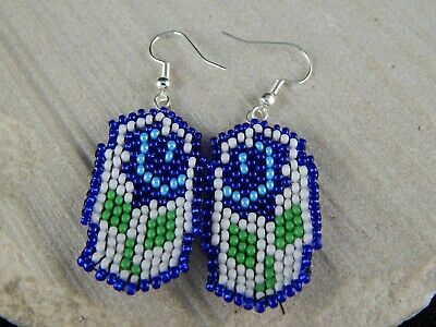 Zuni Glass Bead Flower Earrings - Lathen - High Lonesome Trading