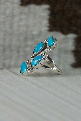 Navajo 4 Stone Turquoise and Sterling Silver Ring - Roberta Begay - Size 9.5 - High Lonesome Trading