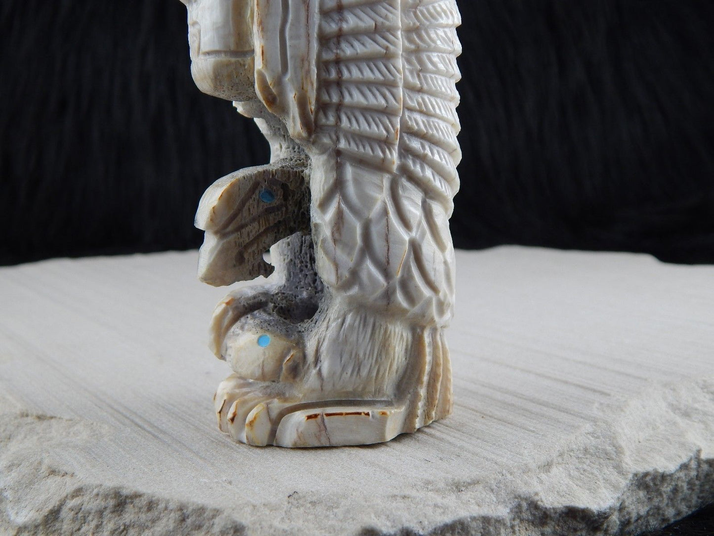Chief & Eagle Zuni Fetish Carving - Jerrold Lahaleon - High Lonesome Trading