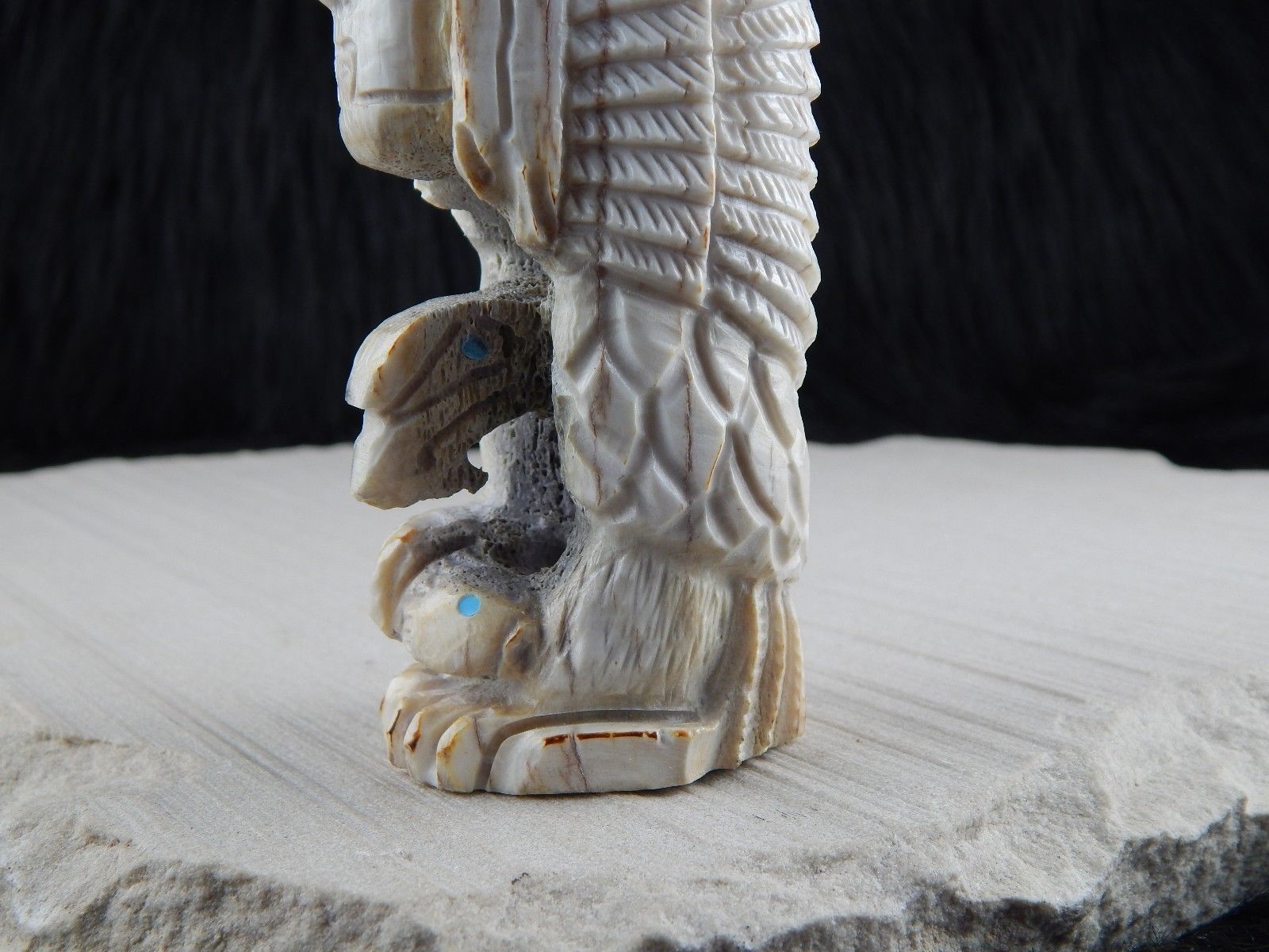 Chief & Eagle Zuni Fetish Carving - Jerrold Lahaleon - High Lonesome Trading