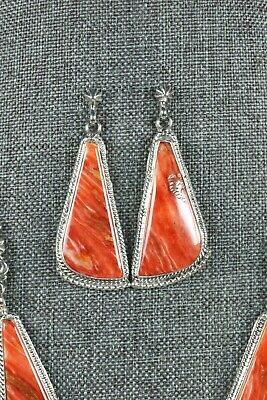 Spiny Oyster & Sterling Silver Necklace and Earrings Set -Annie Spencer - Navajo