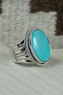 Navajo Turquoise & Sterling Silver Ring - Jeanette Saunders - Size 12.5