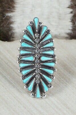 Turquoise and Sterling Silver Ring - Carlos Tsipa - Size 10.5