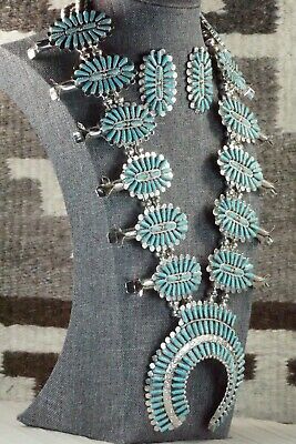 Turquoise & Sterling Silver Squash Blossom Set - Lavell Byjoe