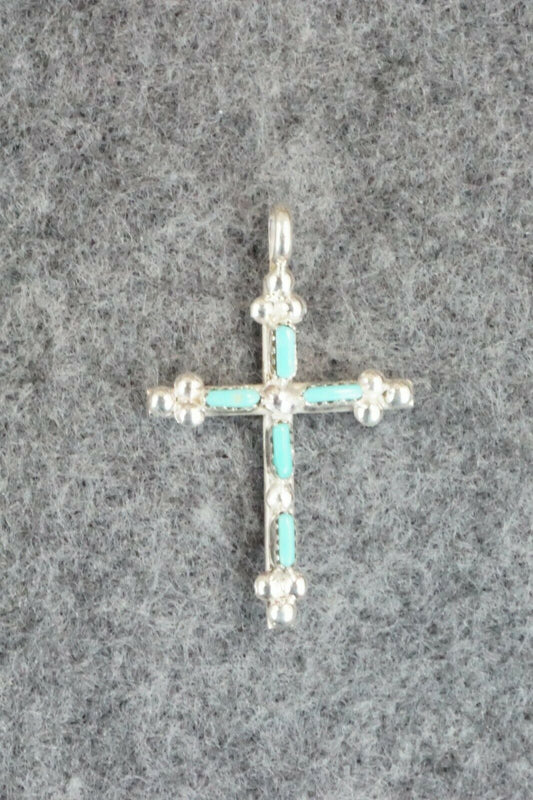 Turquoise & Sterling Silver Cross Pendant - Marshelle Qualo