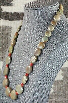 Turquoise, Coral & Sterling Silver Necklace - Navajo
