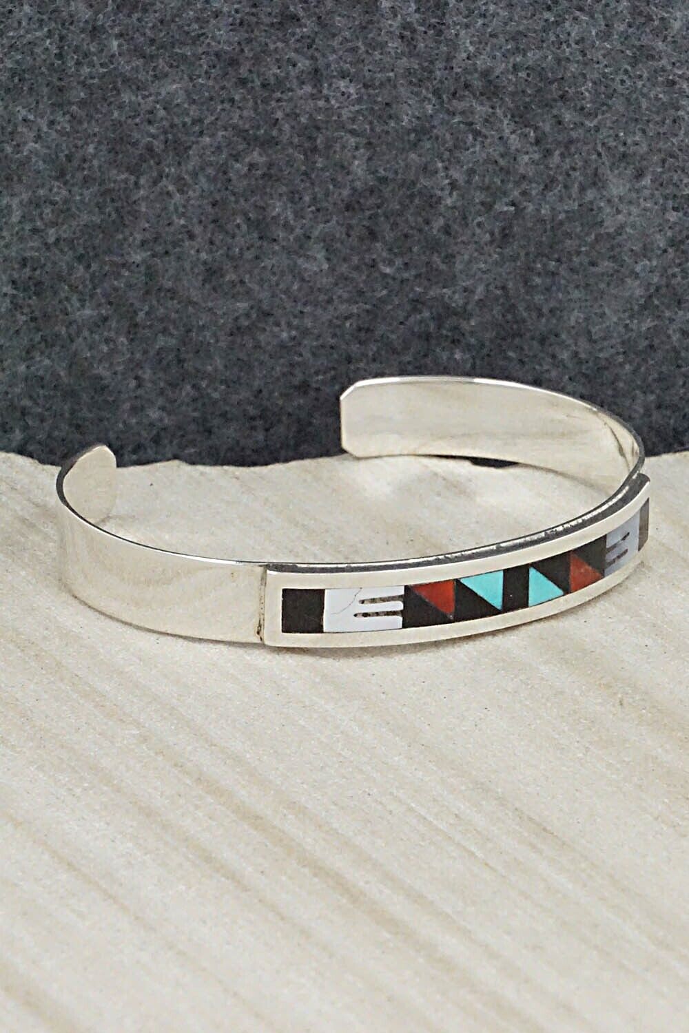 Multi Stone & Sterling Silver Inlay Bracelet - Leander Othole