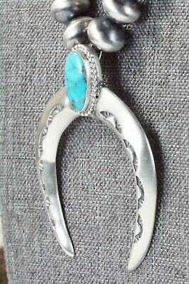 Turquoise & Sterling Silver Squash Blossom Necklace - Jan Mariano