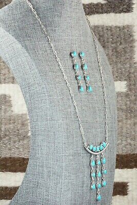 Turquoise & Sterling Silver Necklace and Earrings - JH Etsitty