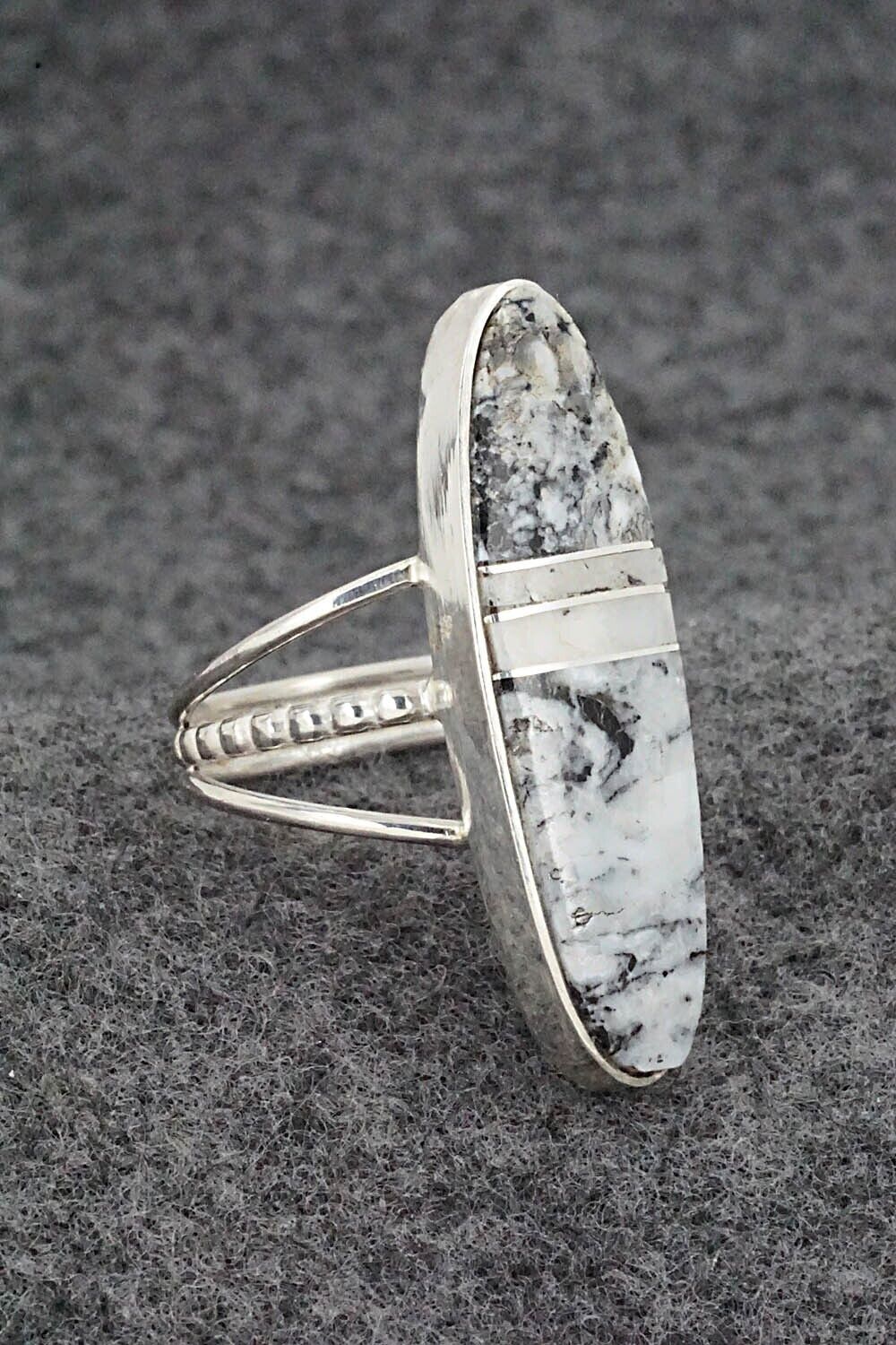 White Buffalo & Sterling Silver Ring - Harold Smith - Size 8