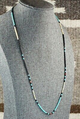 Turquoise, Shell, Coral & Sterling Silver Necklace - Esquipula Tenorio