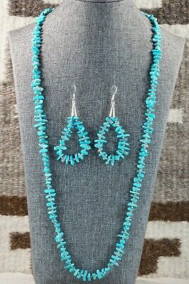 Navajo Turquoise and Sterling Silver Necklace and Earrings - Victoria Caliditto