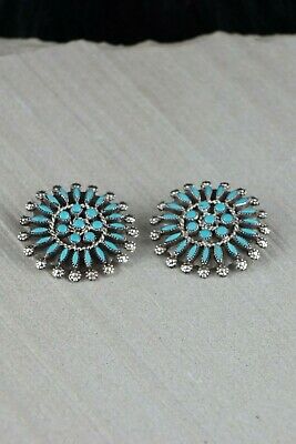 Zuni Turquoise & Sterling Silver Earrings - Merlinda Chavez - High Lonesome Trading