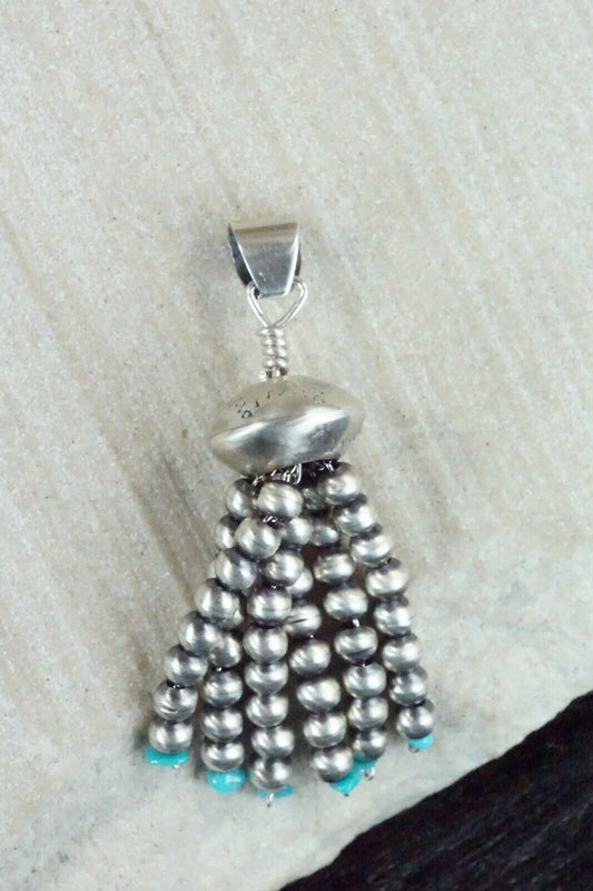 Navajo Turquoise and Sterling Silver Tassel Pendant - Jan Mariano