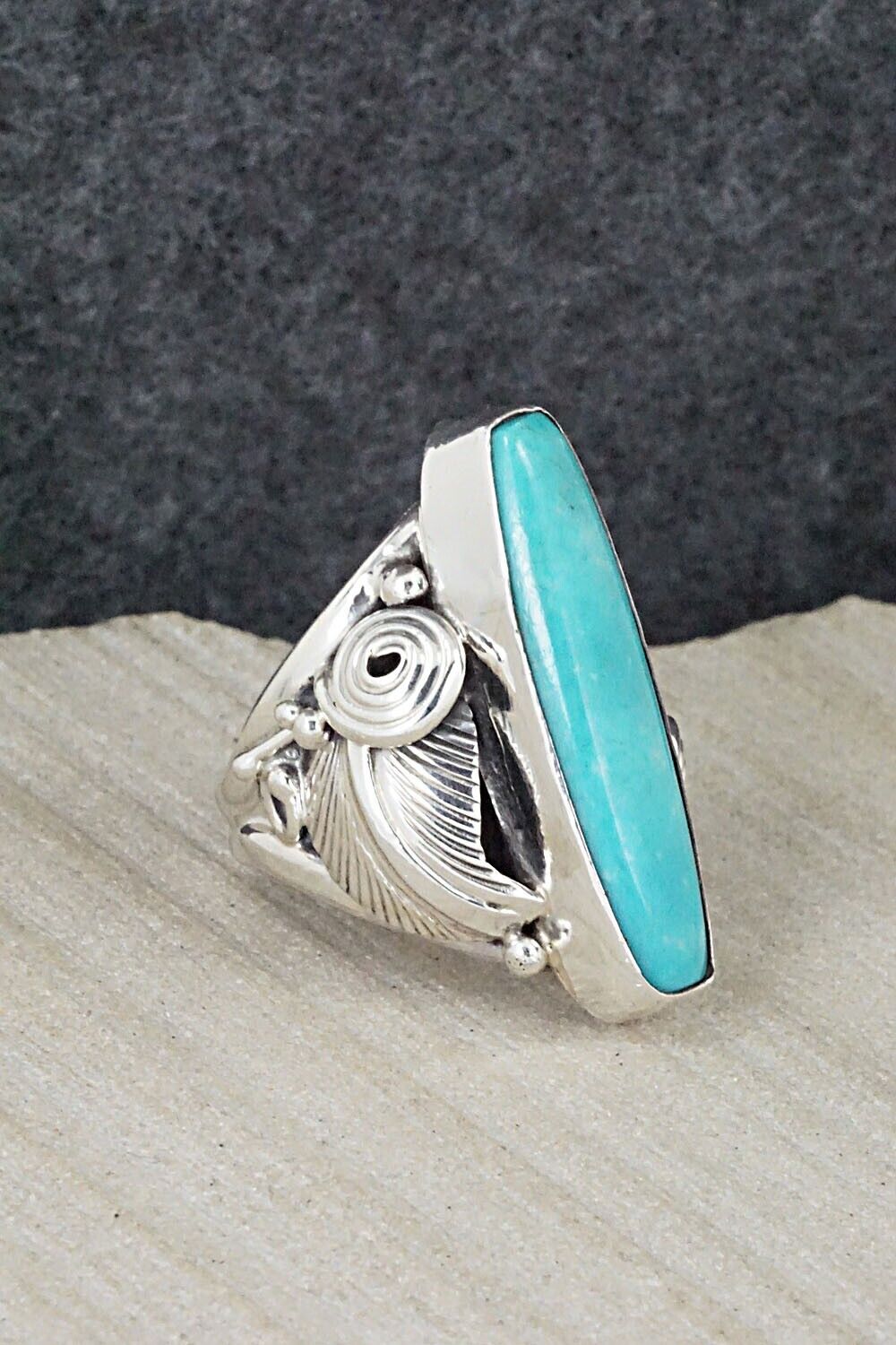 Turquoise & Sterling Silver Ring - Darrell Morgan - Size 6.5