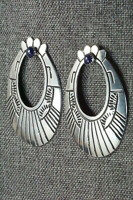 Navajo Lapis & Sterling Silver Earrings - Richard Singer