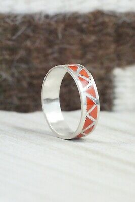 Coral & Sterling Silver Ring - Tina Haloo - Size 7.5