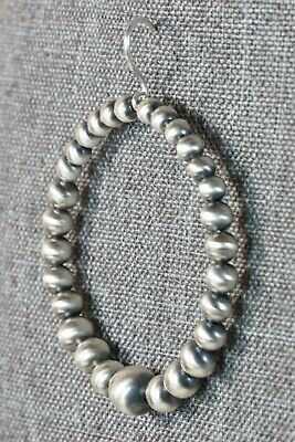 Navajo Sterling Silver Pearl Hoop Earrings - Jan Mariano - High Lonesome Trading