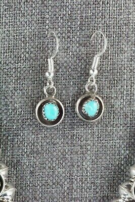 Turquoise & Sterling Silver Squash Blossom and Earrings - Phil Garcia