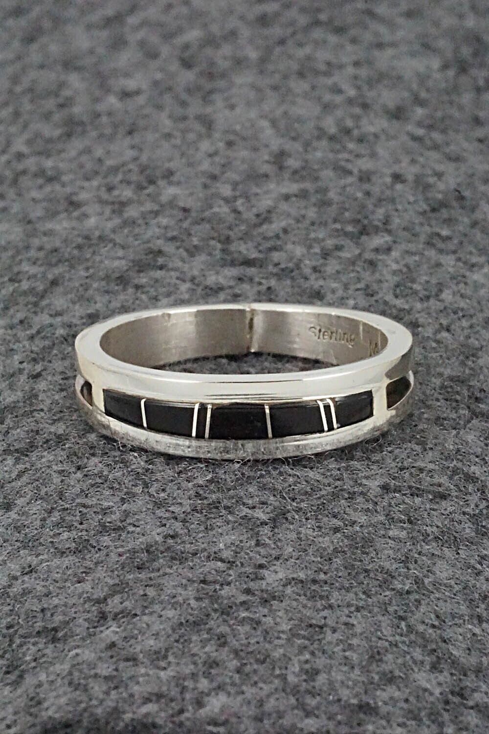 Onyx & Sterling Silver Inlay Ring - Wilbert Muskett Jr. - Size 14