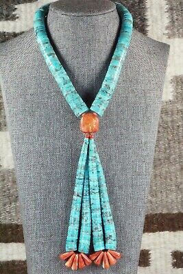 Turquoise & Spiny Oyster Necklace - Lupe Lovato