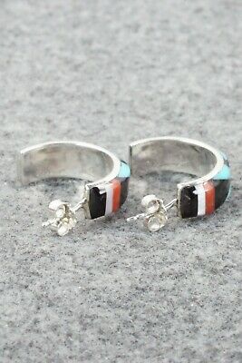 Multi Stone Inlay & Sterling Silver Earrings - Melanie Booqua