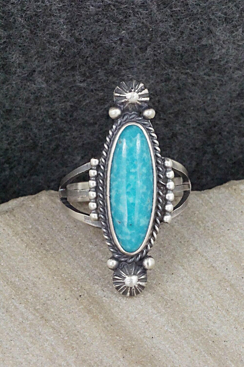 Turquoise & Sterling Silver Ring - Samuel Yellowhair - Size 7.75