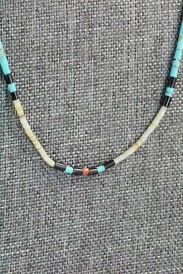 Turquoise, Shell, Coral & Sterling Silver Necklace - Esquipula Tenorio