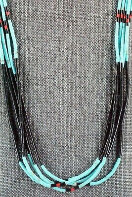 Turquoise, Coral & Jet Necklace - Esquipula Tenorio