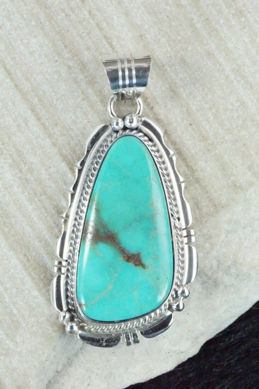 Turquoise & Sterling Silver Pendant - Samuel Yellowhair