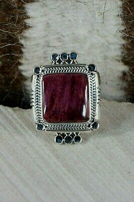 Navajo Spiny Oyster & Sterling Silver Ring - Daniel Benally - Size 7.5 - High Lonesome Trading