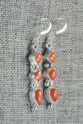 Coral and Sterling Silver Earrings - Robert Martinez