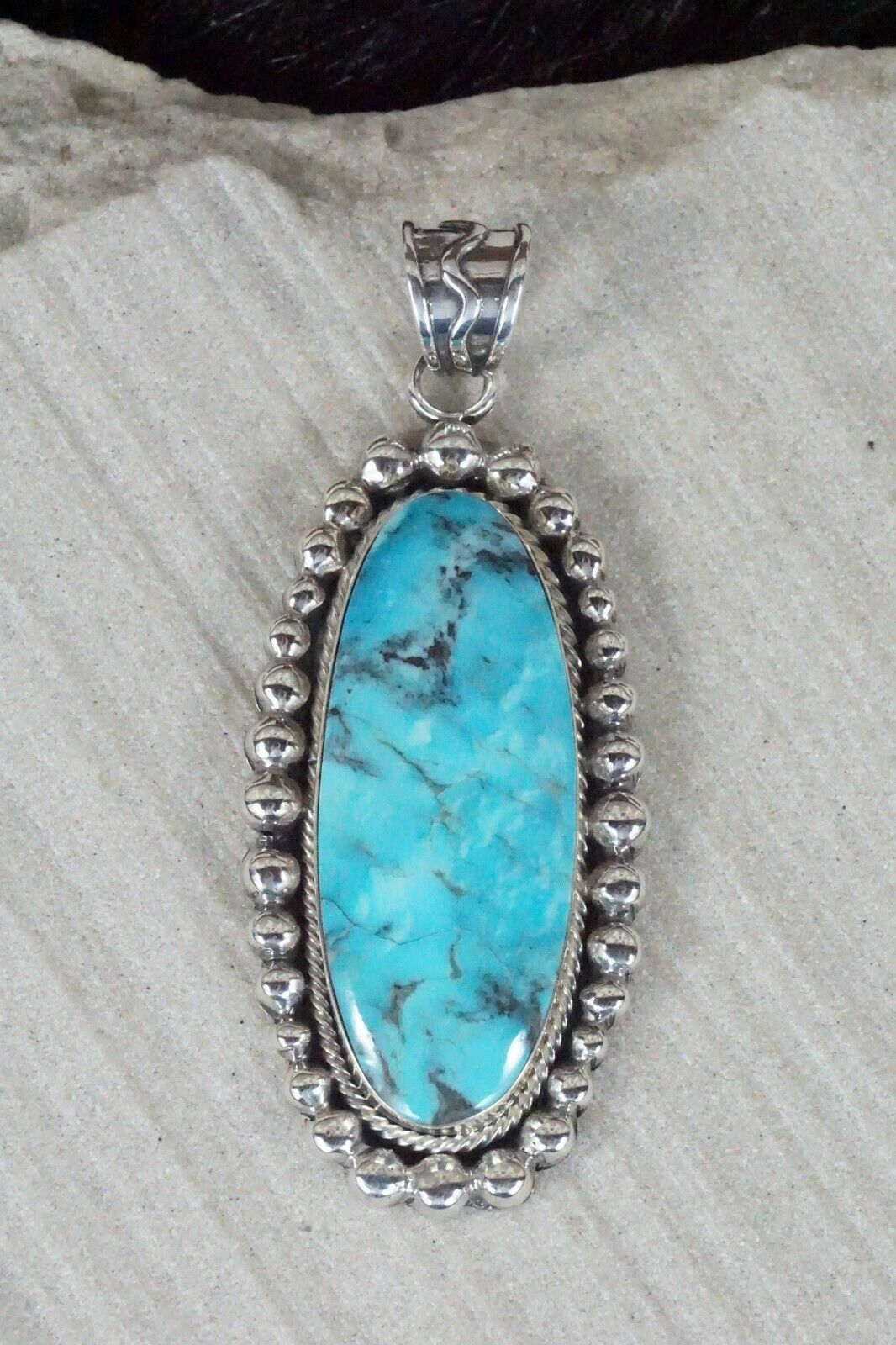 Turquoise & Sterling Silver Pendant - Sheena Jack - Navajo
