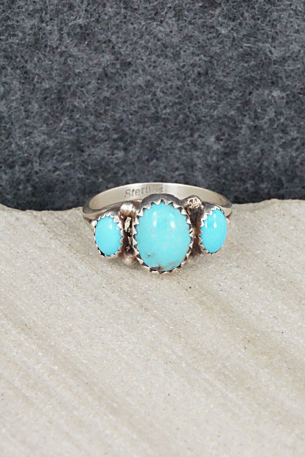 Turquoise & Sterling Silver Ring - Freda Martinez - Size 6.25