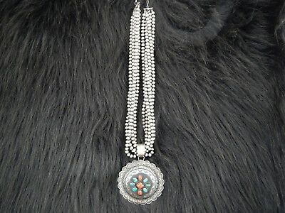 Navajo Silver & Spiny Oyster Necklace & Pendant - High Lonesome Trading