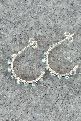 Turquoise & Sterling Silver Hoop Earrings - Georgiann Chavez