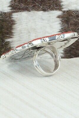 Coral & Sterling Silver Ring - Marlene Haley - Size 7