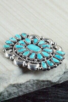 Turquoise and Sterling Silver Pin - Eunise Wilson