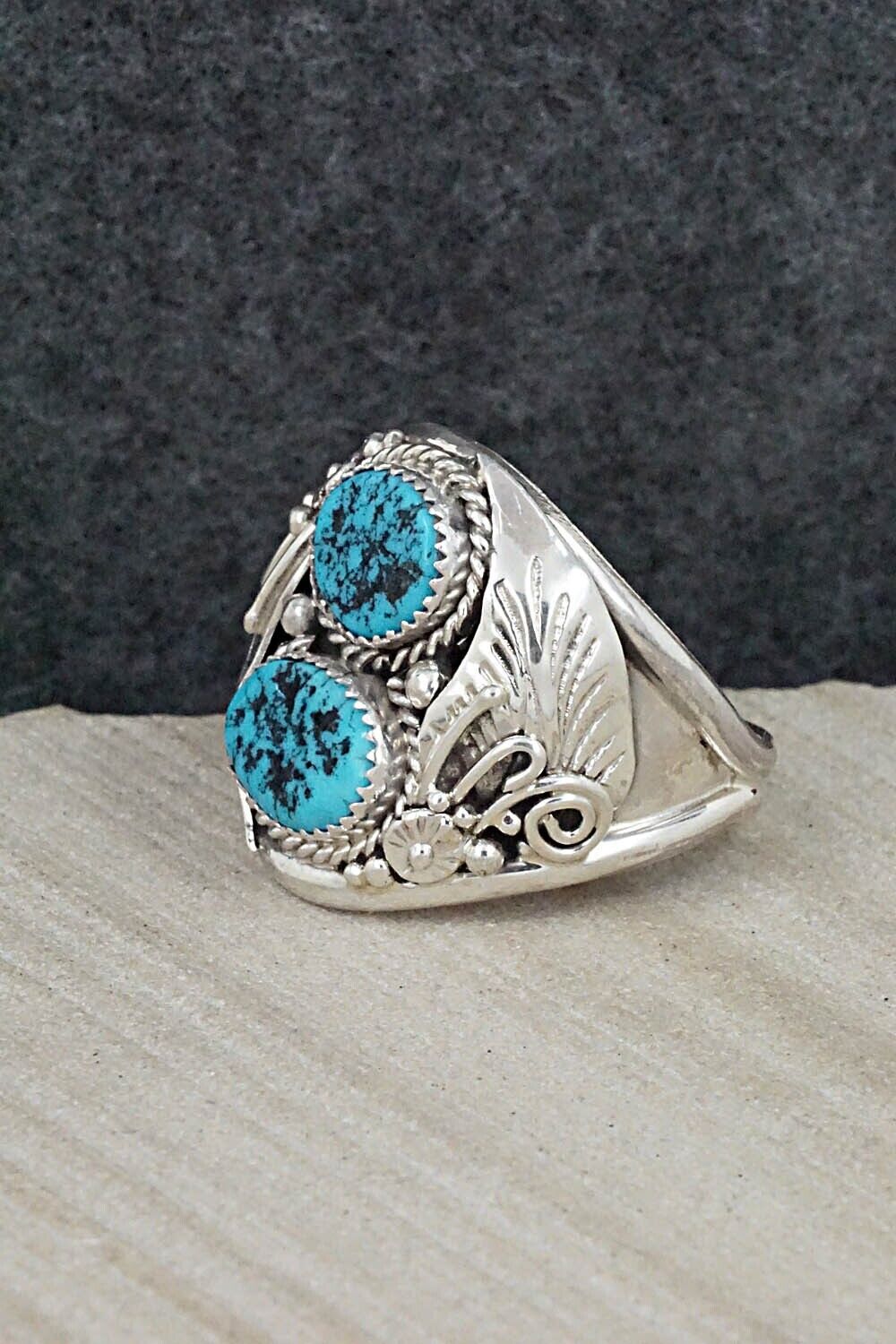 Turquoise & Sterling Silver Ring - Leonard Spencer - Size 12.5