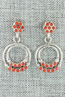 Coral & Sterling Silver Earrings - Michelle Peina