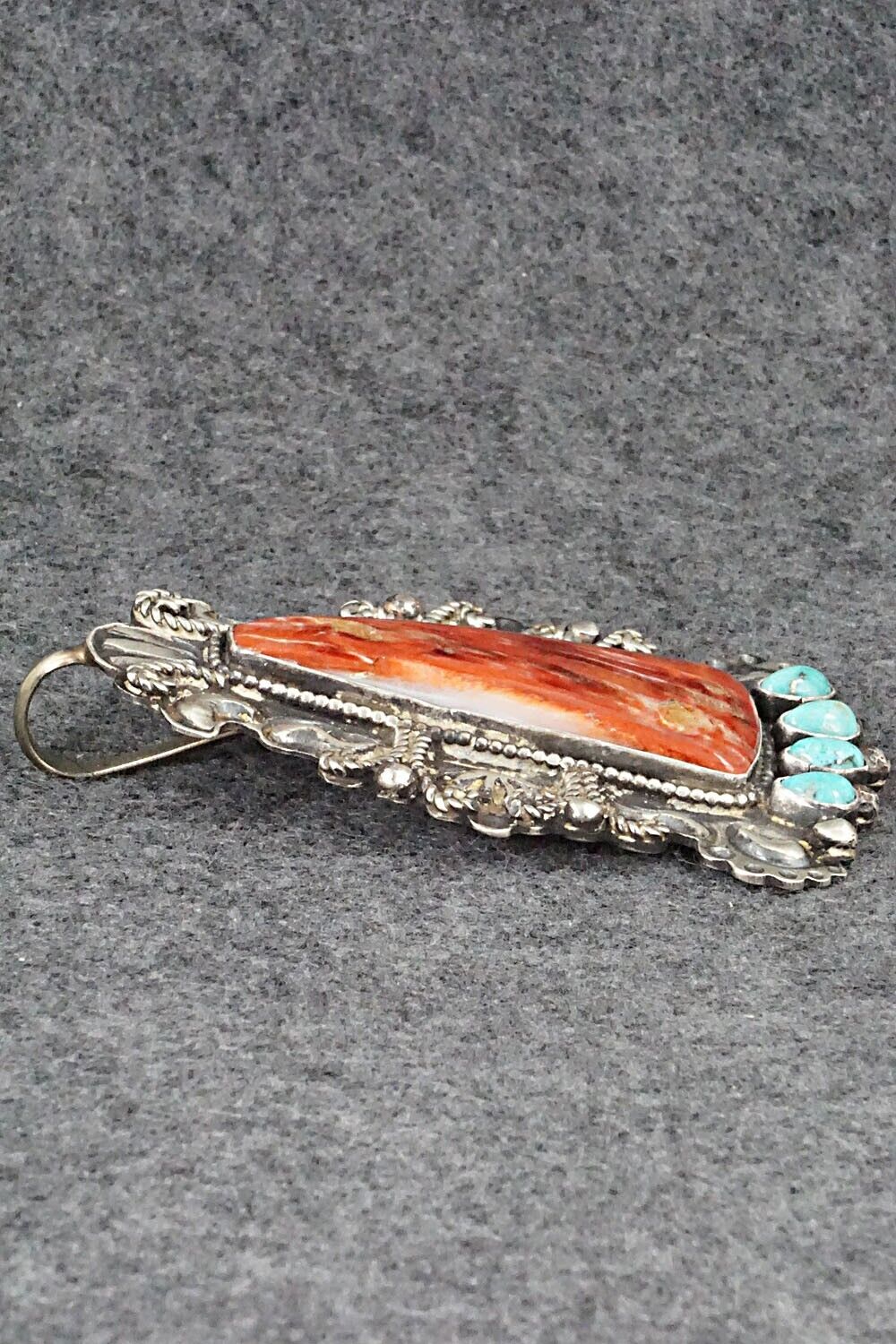 Spiny Oyster, Turquoise & Sterling Silver Pendant - Shawn Cayatineto