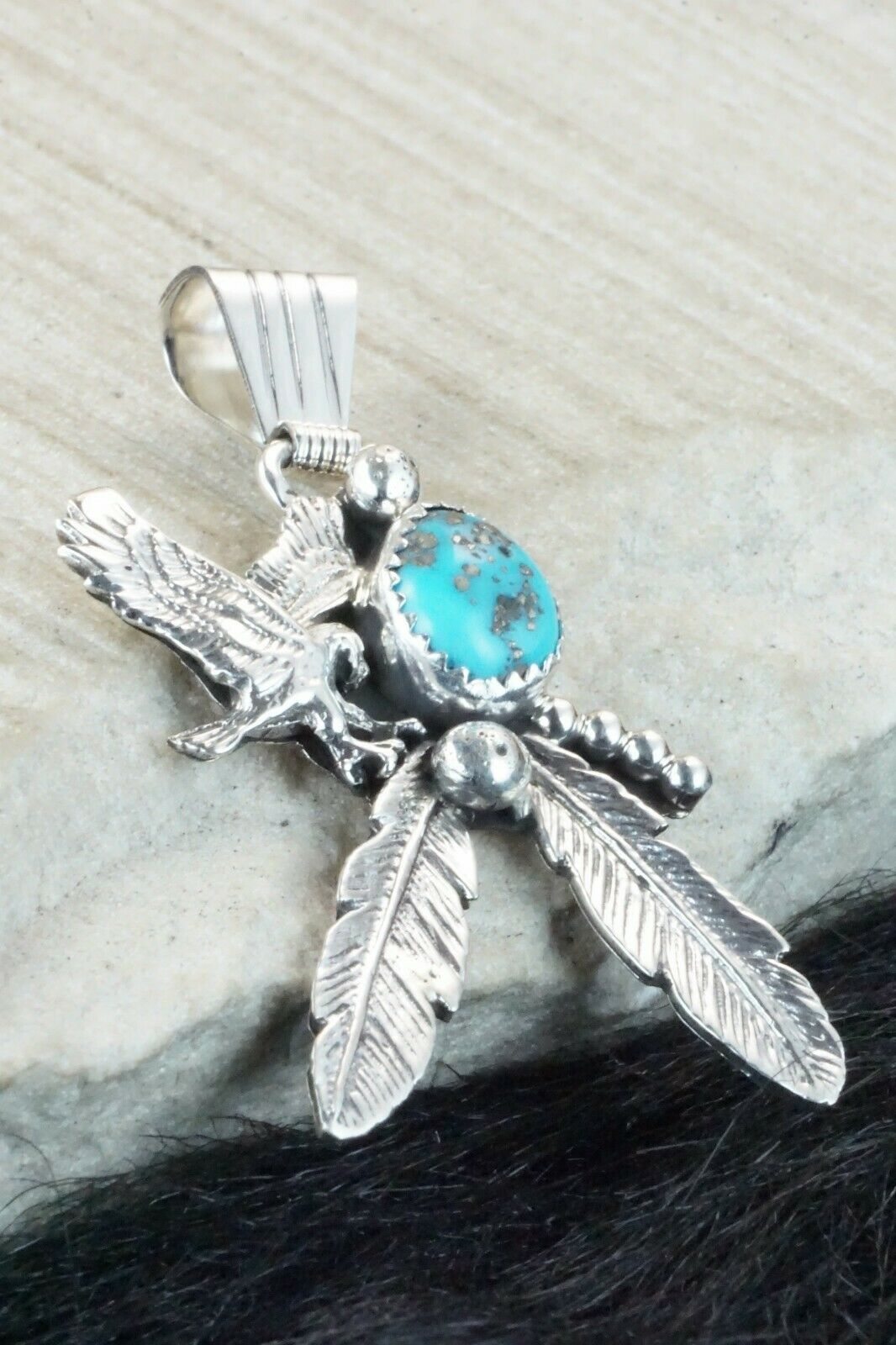 Turquoise and Sterling Silver Pendant - Genevieve Francisco