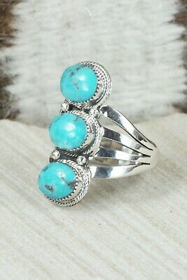 Turquoise & Sterling Silver Ring - Sheena Jack - Size 8