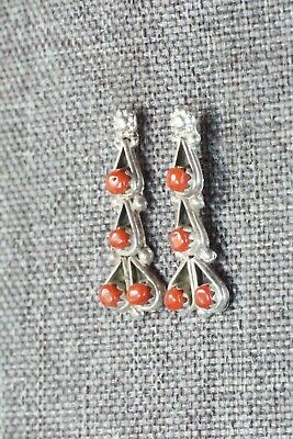 Coral & Sterling Silver Earrings - Alvina Lamy