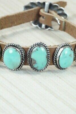 7 Stone Turquoise, Sterling Silver and Leather Bracelet - Jimmy Emerson - High Lonesome Trading