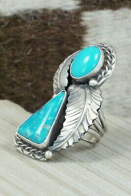 Turquoise and Sterling Silver Ring - Betta Lee - Size 8.5